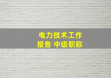 电力技术工作报告 中级职称